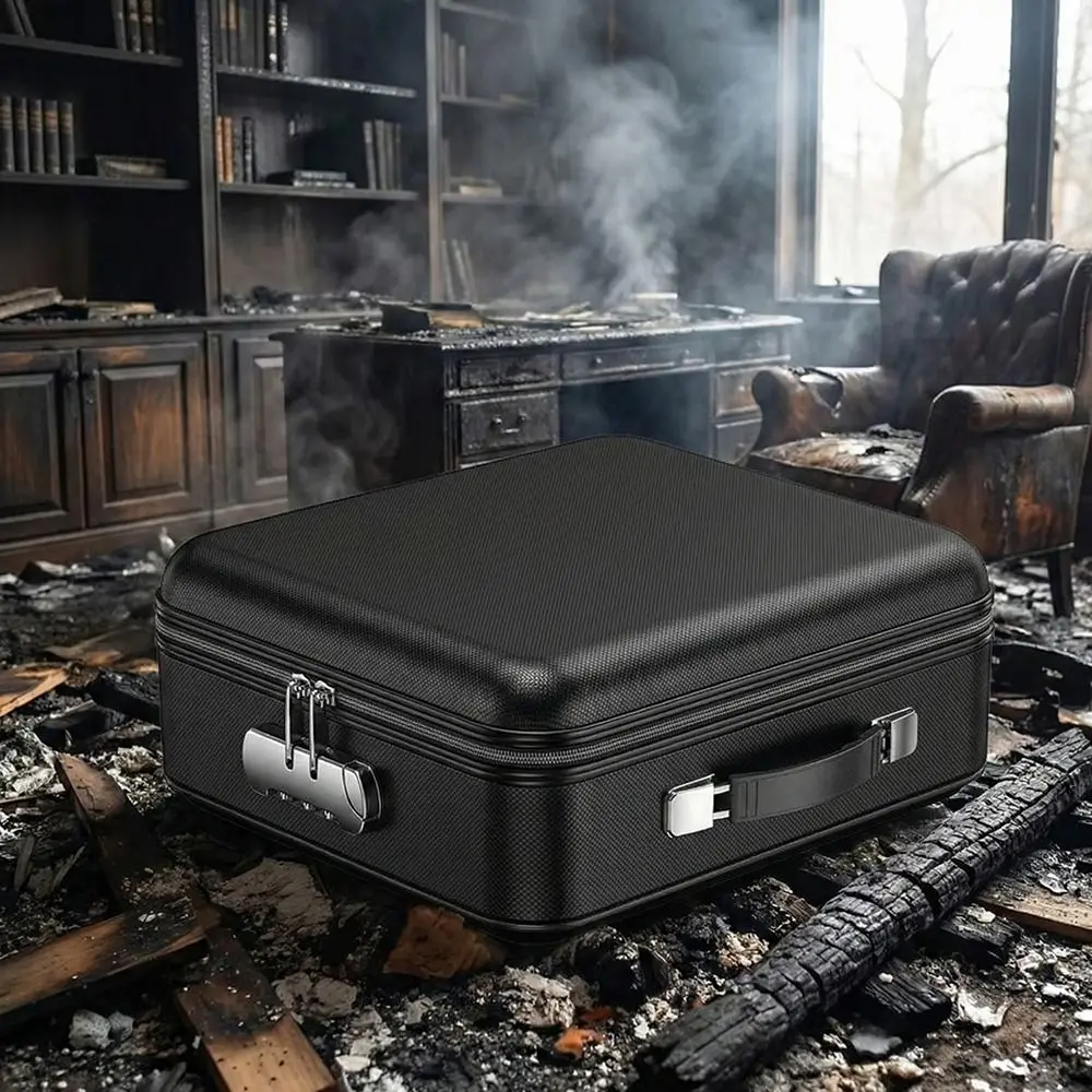 Fireproof Box Water Resistant Hard-Shell Design File Security Bag Password Lock Wear-resistant Files Briefcase_voghion.com