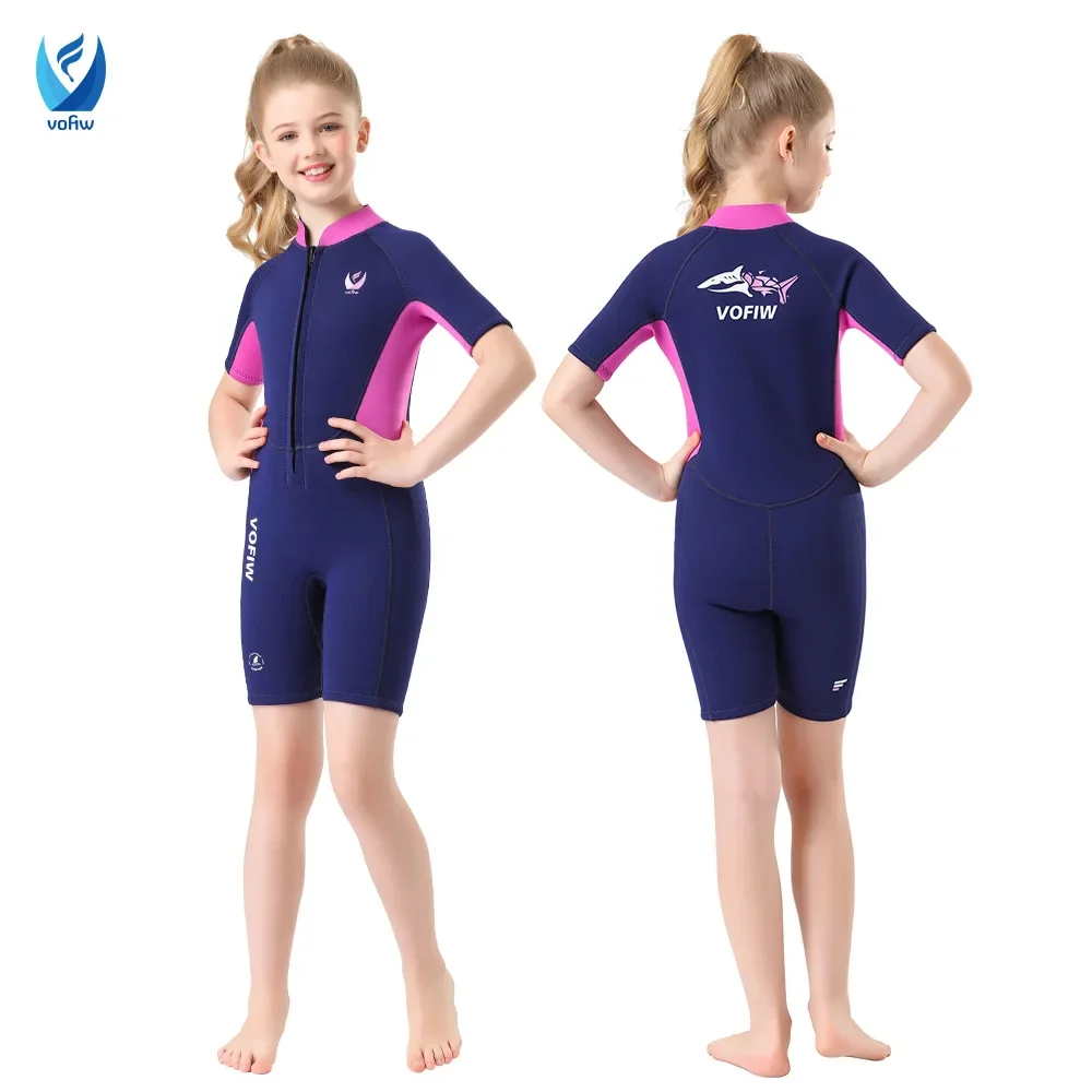 3mm Neoprene Children's Shorty Wetsuits Warm Swimming Surfing Snorkeling Suit Boys Girls Sun Protection Short Sleeves Swimsuit