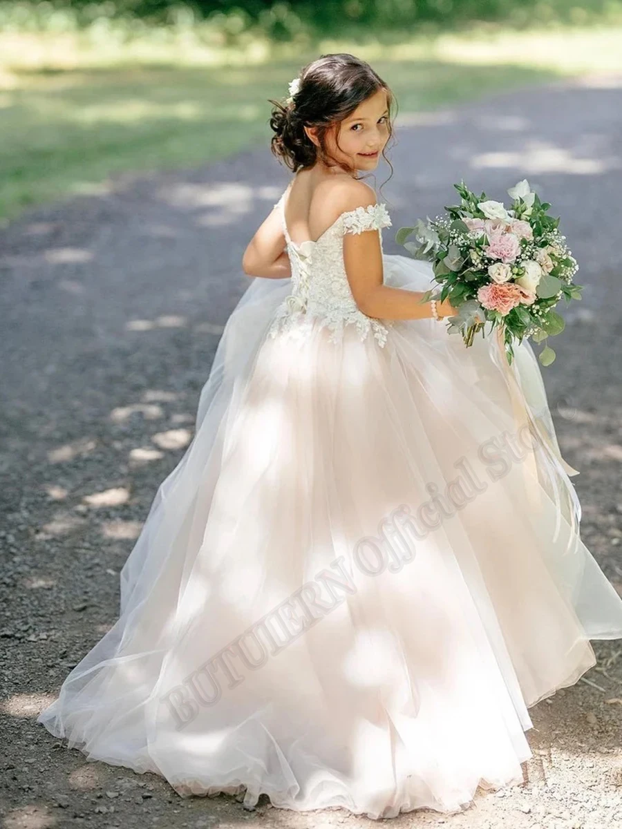 

Blush Toddler Tulle Princess Flower Girl Dresses Ball Gown Baby Girls Couture Birthday Wedding Party Dresses Costumes Customised