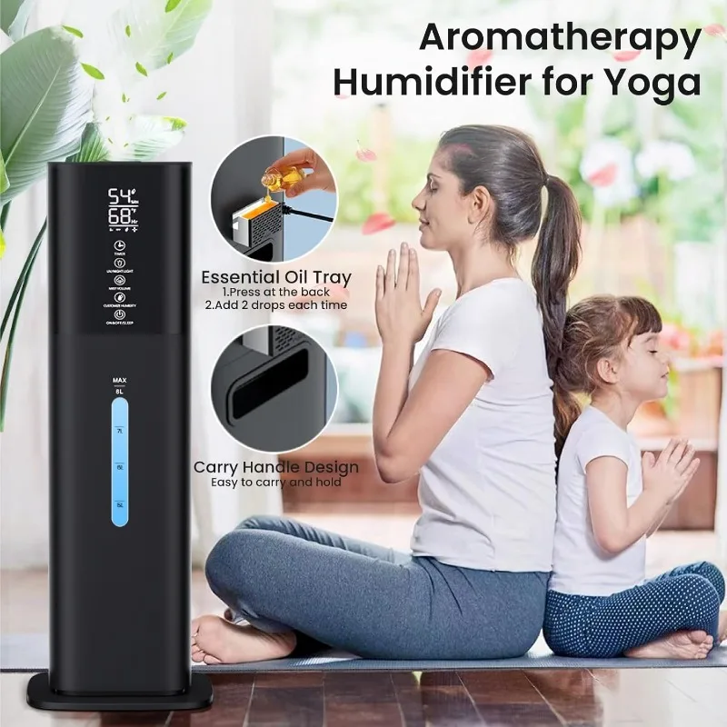 Honovos Humidifiers, 7 Colors Light, 2.1Gal(8L) Ultrasonic Cool Mist Humidifier, 360° Nozzle, Humidity Setting, Timer, Aroma Box 6