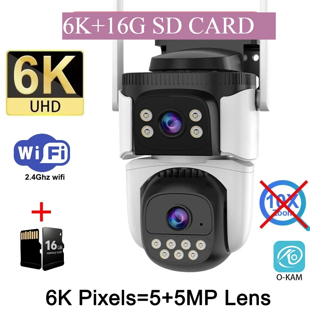 كاميرا مراقبة 10K واي فاي، PTZ، تكبير 10X