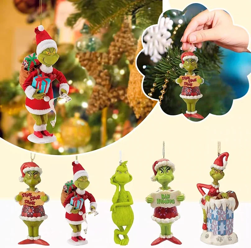 

Hot Disney Grinch Christmas Tree Pendant Toys Cartoon Acrylic Christmas Home Pendant Ornaments Backpack Hanging Toy Xmas Gifts