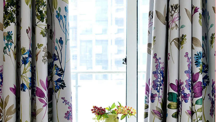 Description Picture 6 of itemPurple Bellflower Flower Window Treatments Bedroom Drapes High Precision Incomplete Blackout Printing Curtains For Living Room
