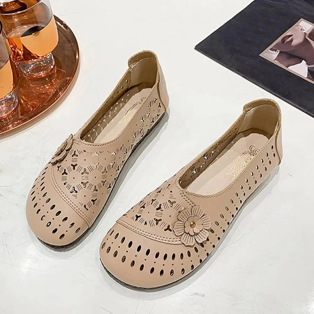 Soft Sole Leather Shoes Soft Flat Bottom Loafers Soft Flat Bottom Loafers Leisure Slip-on Corrective Breathable Flats PU Leather