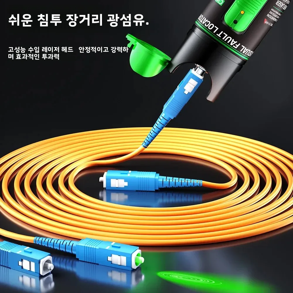 ZoeRax 15/30mW 시각적 결함 탐지기 충전식 Type-C 광섬유 테스트 펜 녹색광 FC LC 어댑터 케이블 결함 탐지기