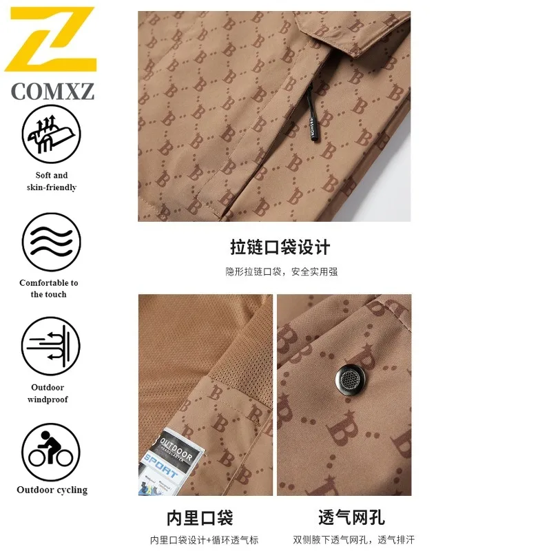 COMXZUnisex Windbreaker Thin Waterproof Windproof Detachable Hood Outdoor Jacket for Hiking Camping Fishing Spring Autumn Trendy