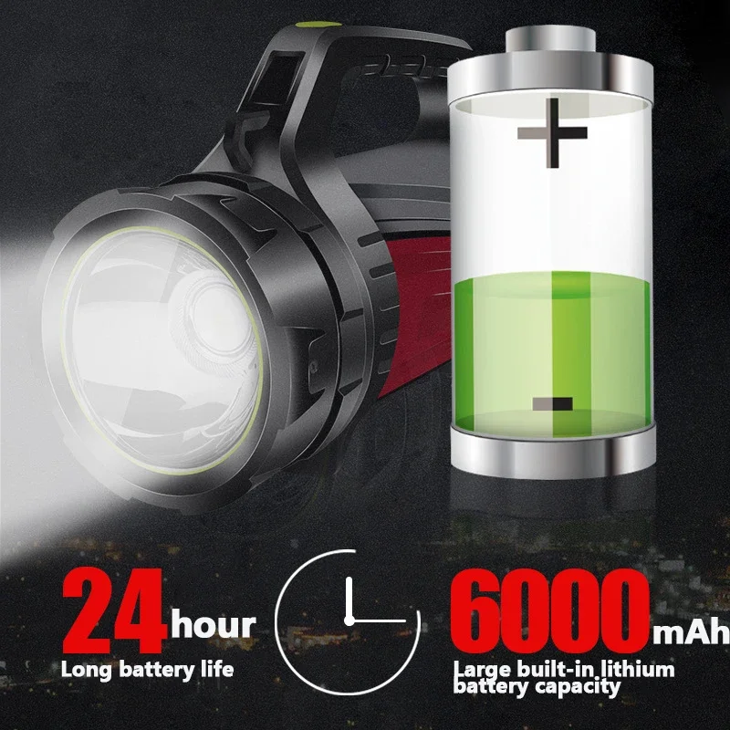 LED Rechargeable Search Light USB LED flashlight 2 side night light lamp hand Handle Spotlight Ultra-long Standby,WHite +RED led flashlight