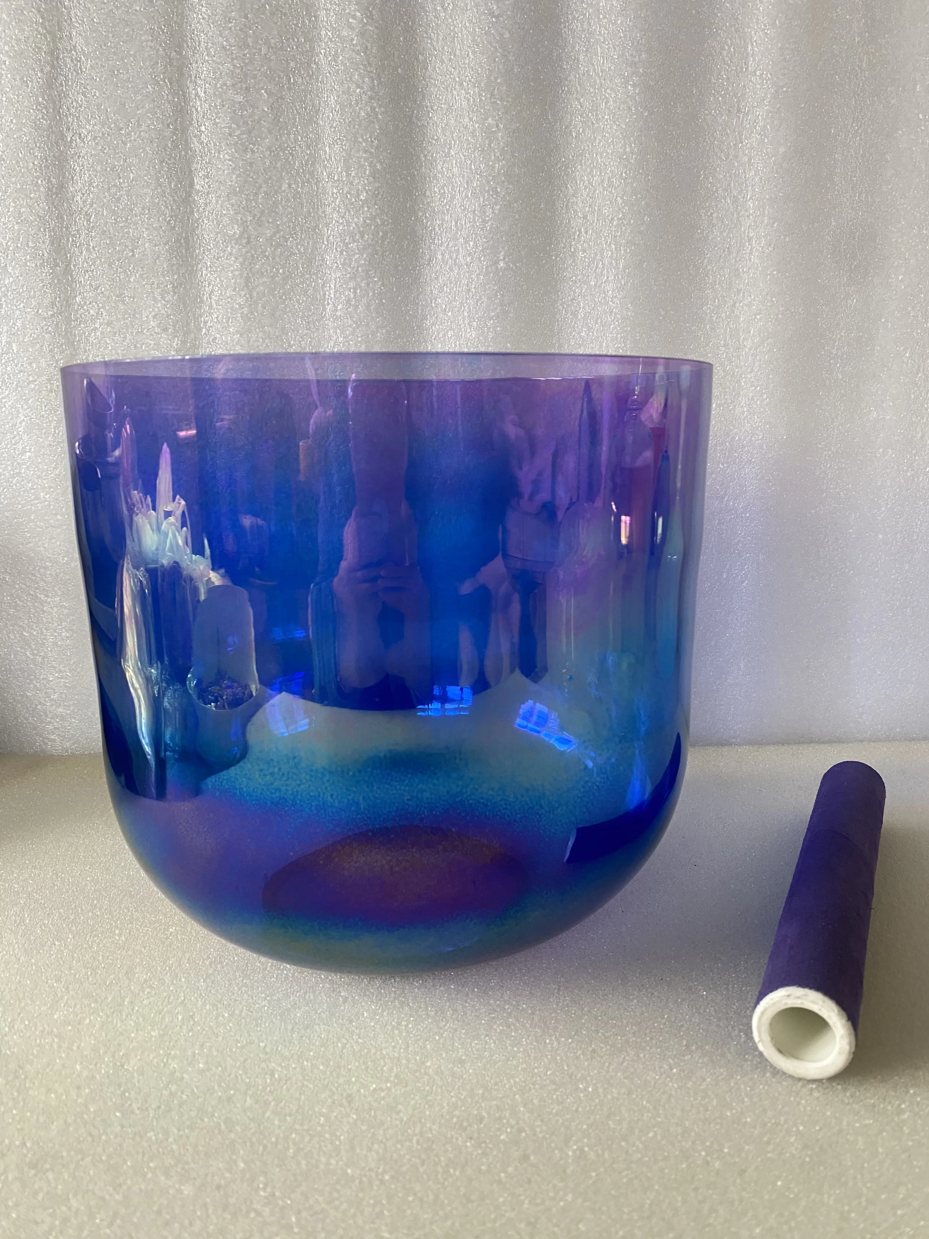 

Кристальная Поющая чаша 3rd octave D note, космическая фиолетовая Сакральная чакра для звукозаживления, 432 Гц.