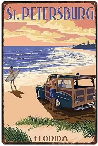 

Vintage Jesiceny Great Tin Sign Aluminum Florida Beaches Outdoor & Indoor Sign Wall Decoration Posters12x8 INCH