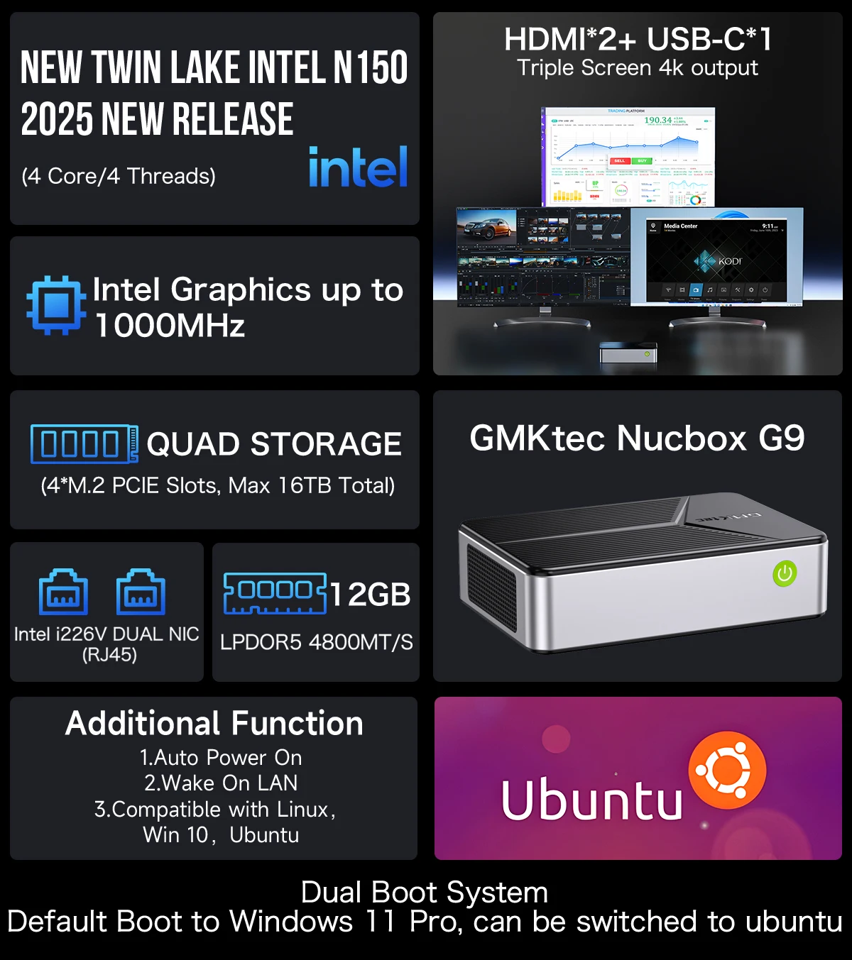 ミニPC GMKtec nucbox g9 N150 12gb 512gb GMKtec NucBox G9 Intel N150 4-Bay NAS Mini PC – GMKtec EU