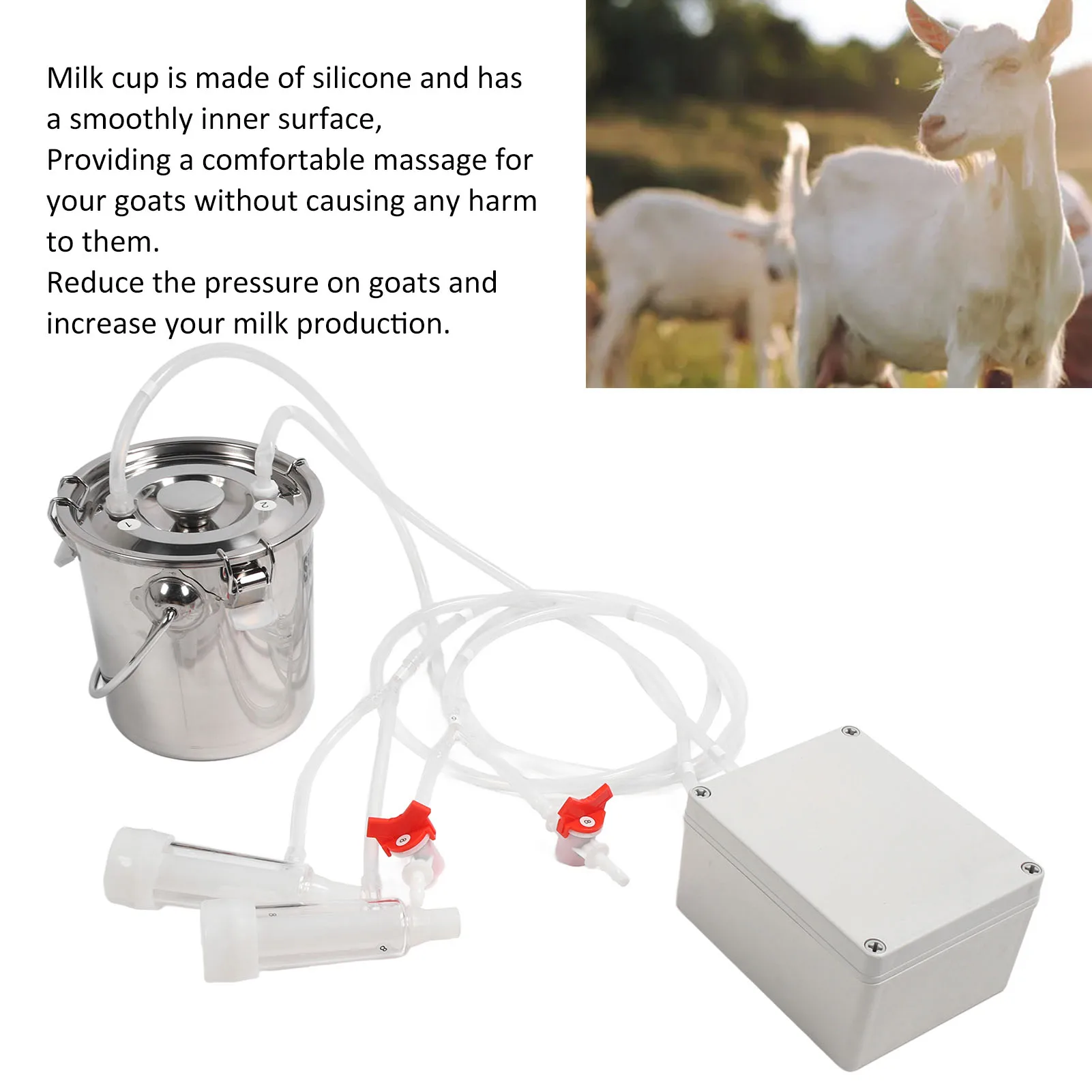 3L Electric Milker Hands Stainless Steel Bucket Silicone Cup Tube Portable Impulse Milking Machine Electric Milking Machine