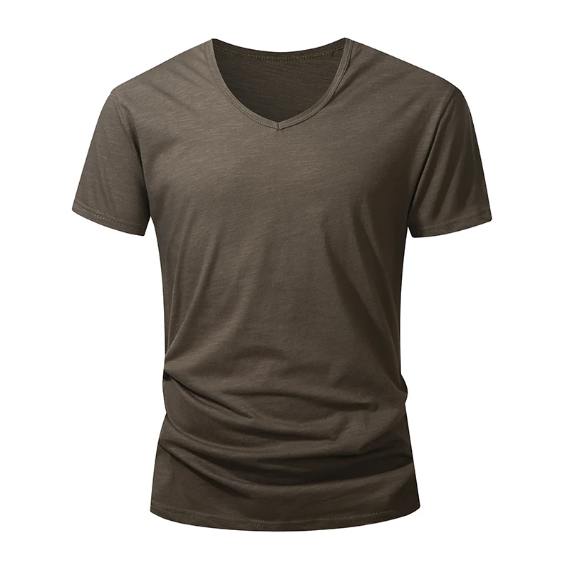 100% Cotton Men V Neck T Shirt Summer Casual Soft Breathable Tee Beach Top Gift