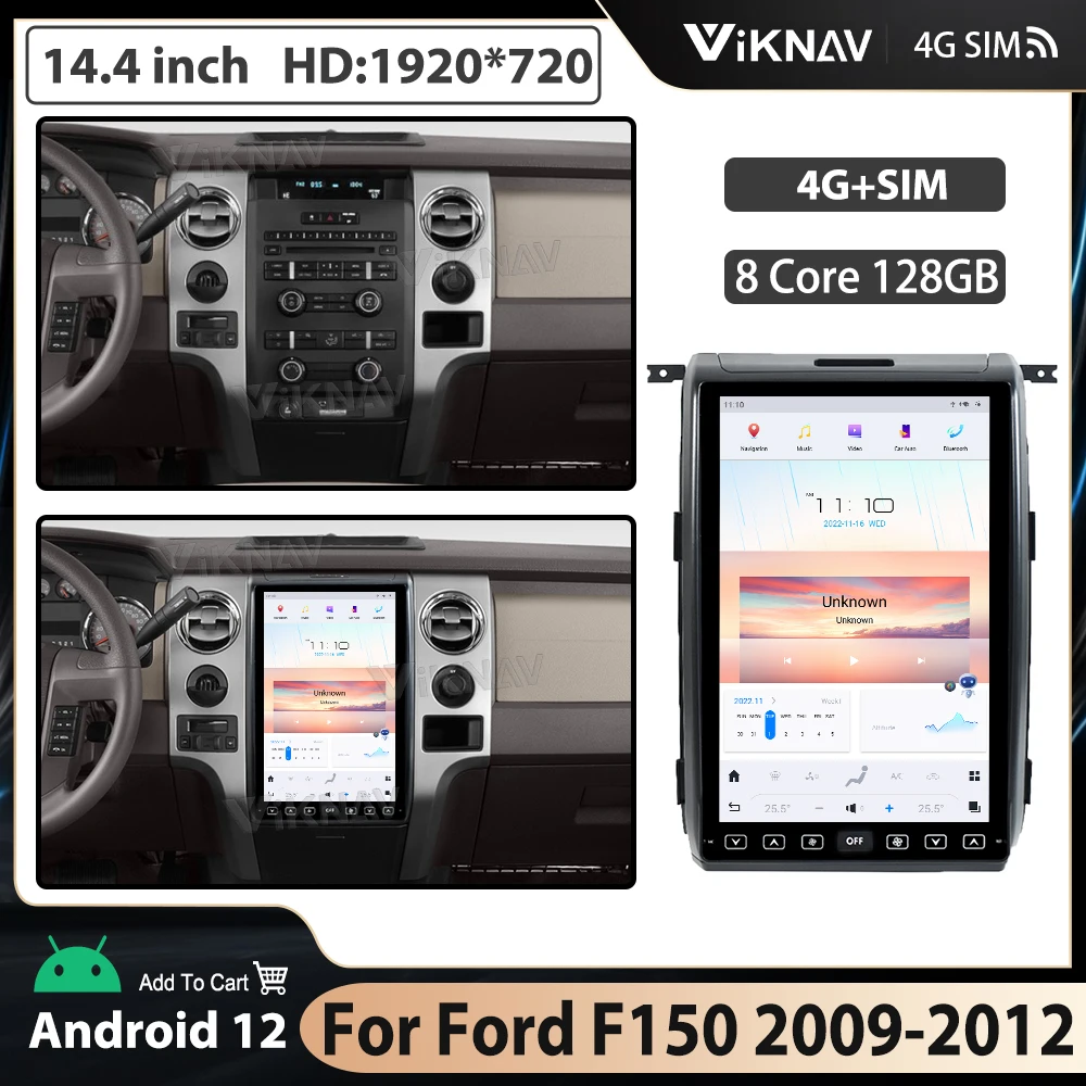 

14.4inch Touch Screen Car Radio For Ford F150 2009-2012 Carplay Video Player GPS Navigation HD Multimedia player Head Unit 128GB
