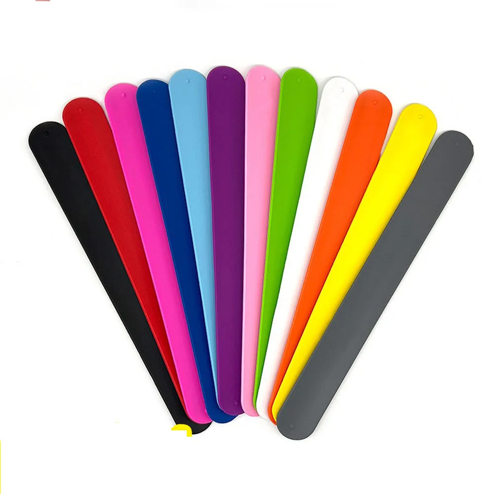 Kids Slap Bracelets Flexible Self-Rolling Wristwear Soft Clap Circle Silicone Wristbands 2Pcs