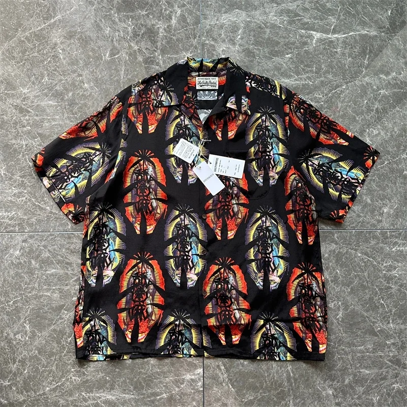 

23SS Top Verison Snake Print Wacko Maria Shirt Men Women 1:1 Top Quality Short Sleeve Hawaii Beach Shirts Wholesale Clothes