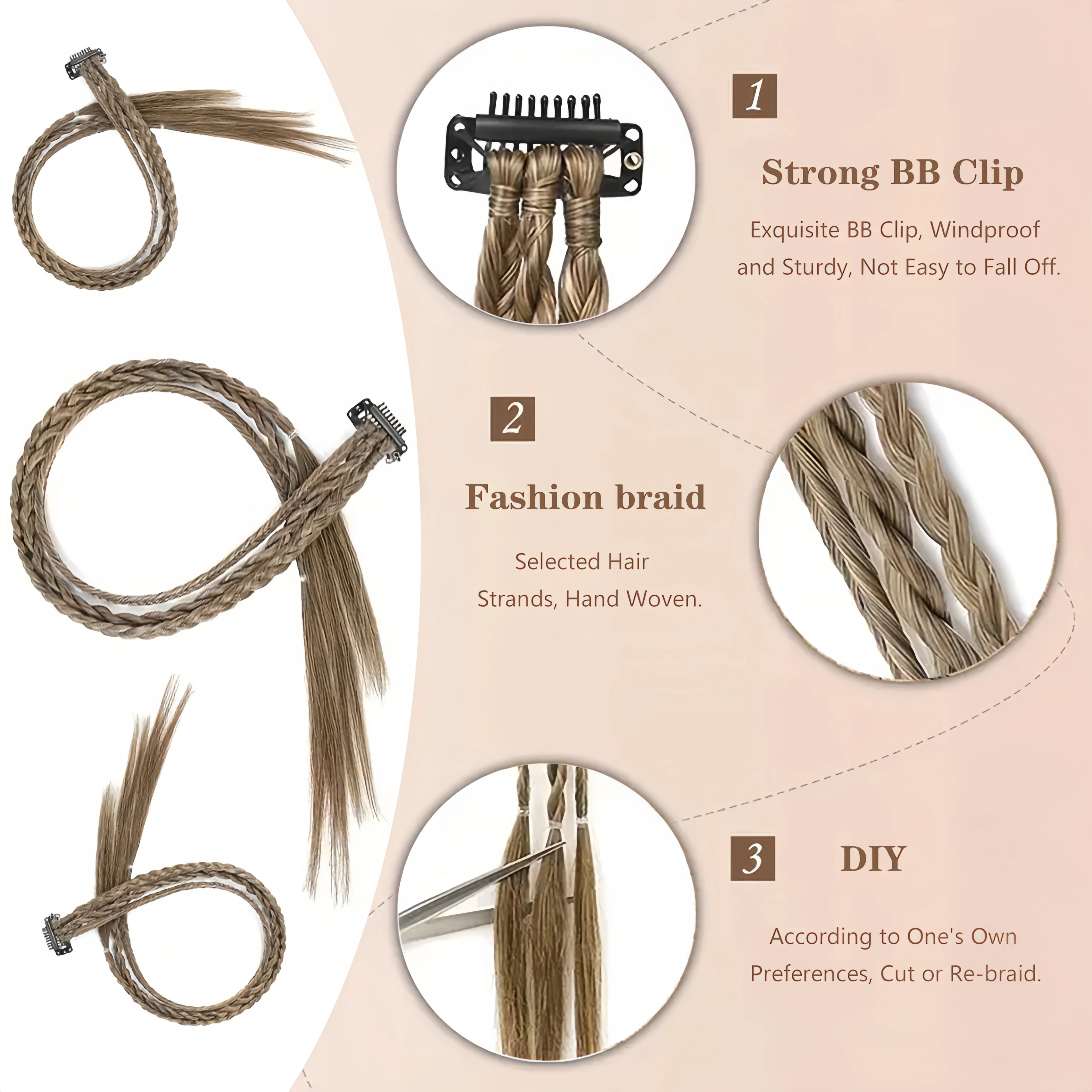 Synthetic Hair Extensions Triple Braid for Women
