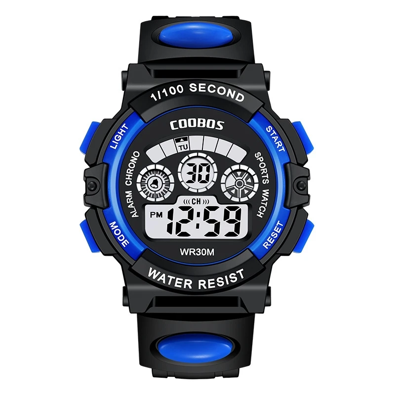 COOBOS Kids' Waterproof Digital Sport Watch with Silicone Strap - Fashionable Big Dial Design