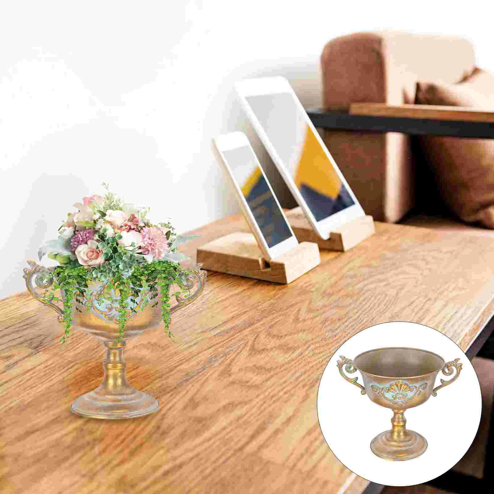 

European Style Retro Planting Basin Iron Bucket Iron Flower Bucket Retro Style Flower Container Home Flowerpot Decor Home Supply