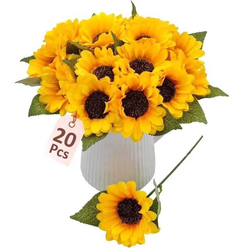 45 cm künstliche Sonnenblumen-Sonnenblumen aus künstlicher Seide, Sonnenblumen für Heimdekoration, Braut- und Hochzeitsstrauß, Blumenarrangement