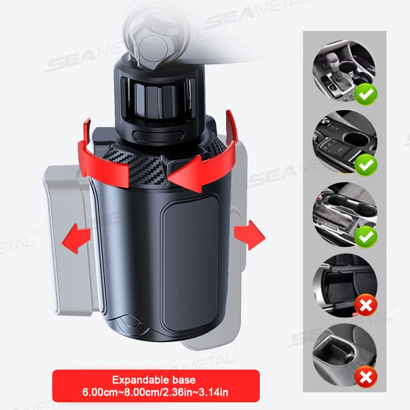 Adjustable Car Food Tray Cup Holder with 360 Rotation for Snacks and Drinks