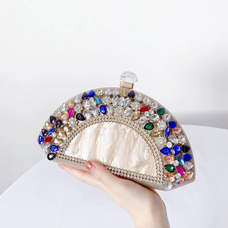 

2023 New Women Diamond Evening Bags Acrylic Clutch Wallets Party Dinner Banquet Purse 3 Colors Drop Shipping