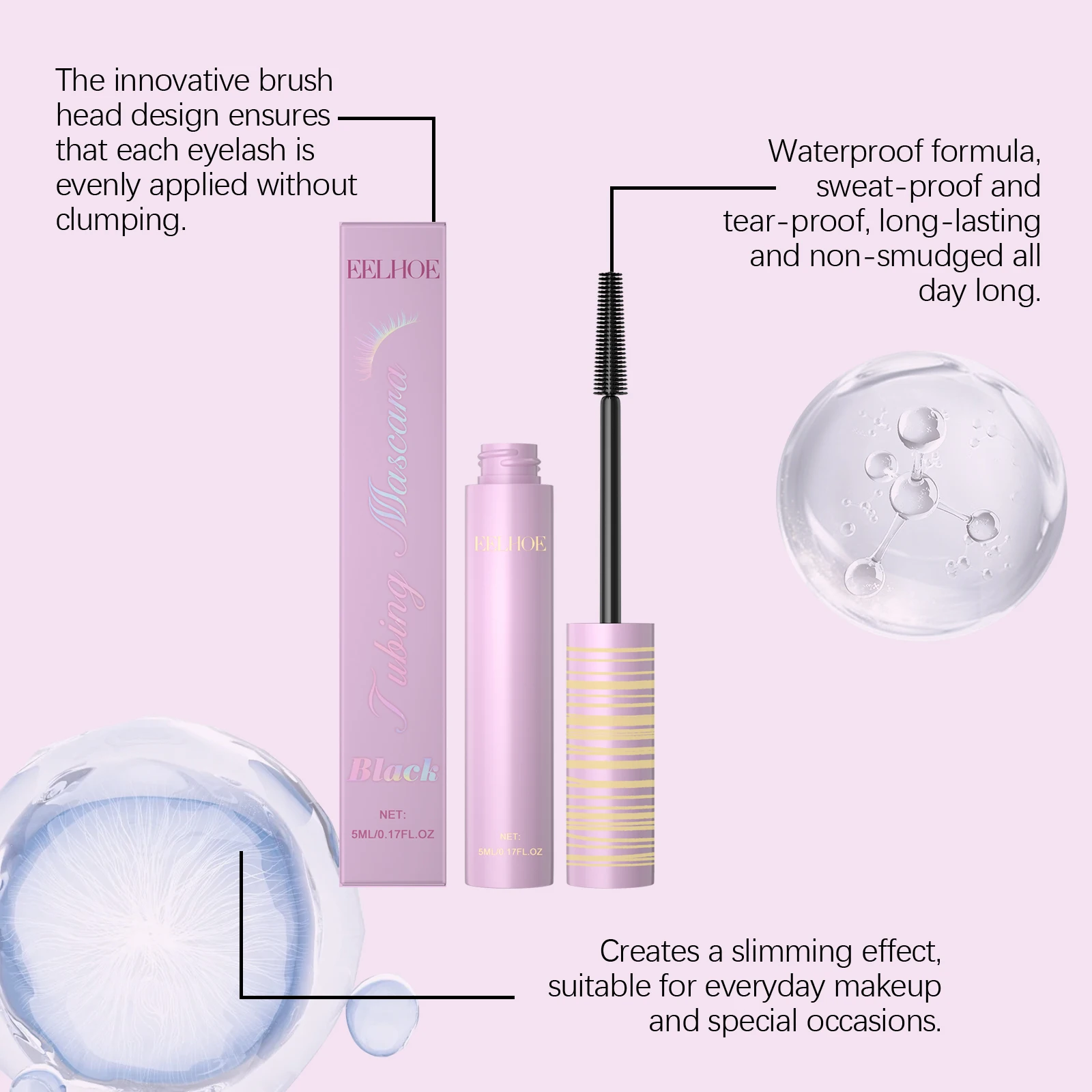 Black Mascara Smudge Proof Long Lasting Lash Volumizing Makeup_voghion.com