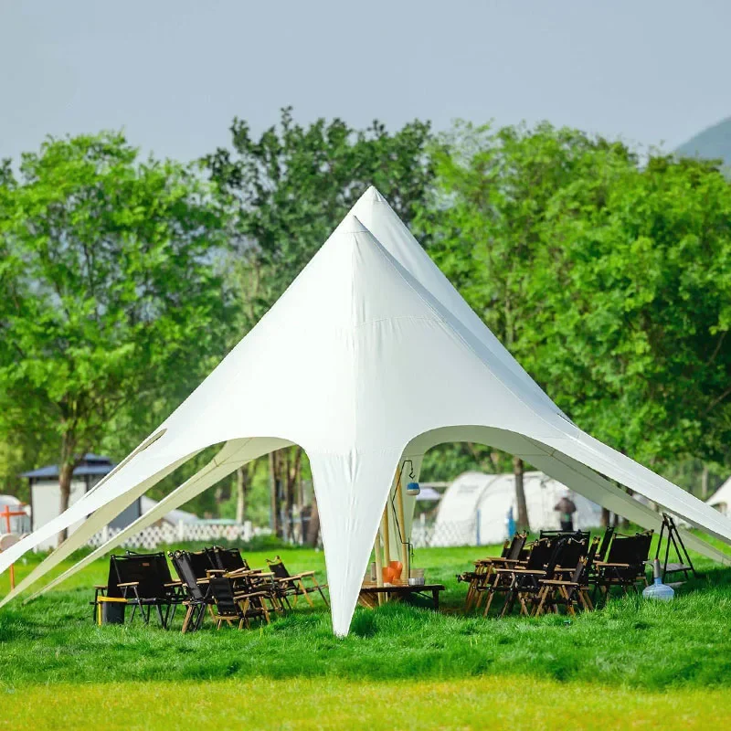 Camp Camping Oxford Cloth 3-Peak Canopy Scenic Tent Rain-Proof And Sun-Proof Extra-Large Camp Awning