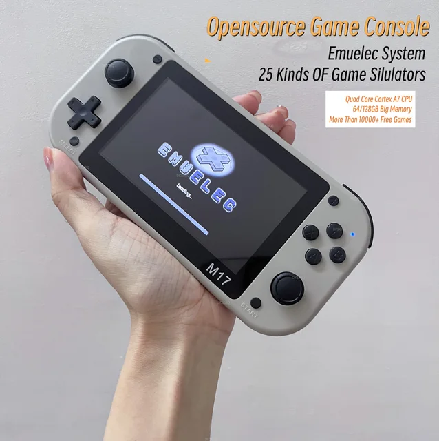 Console de jeu portable M17, écran HD 4.3 pouces, système Core EmuELEC,  façade, déterminer le lecteur de jeu, 64 Go, 128 Go, 10000 jeux gratuits,  le plus récent - AliExpress