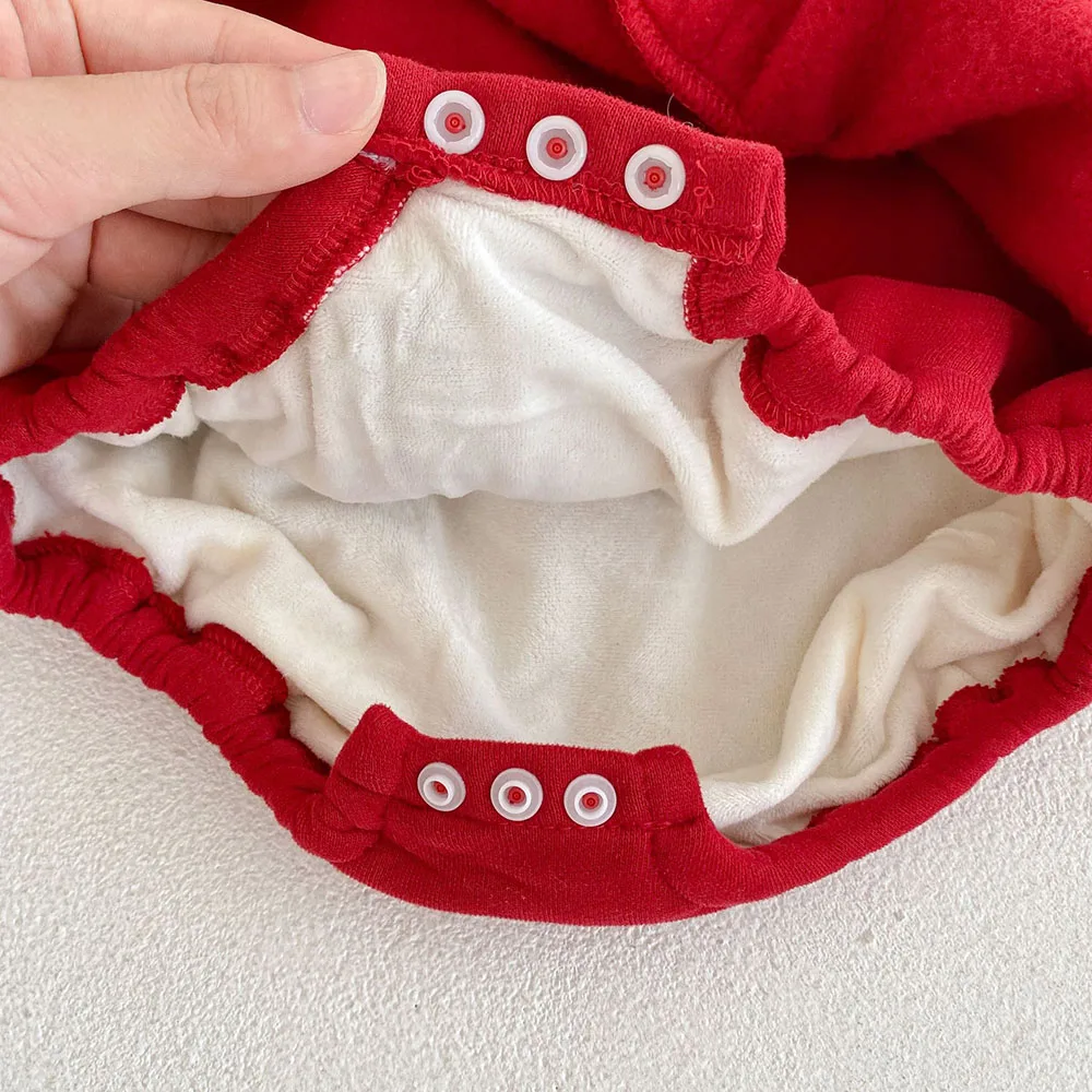 Winter Baby Girls One Piece Bodysuit Fur Lining Infant Princess