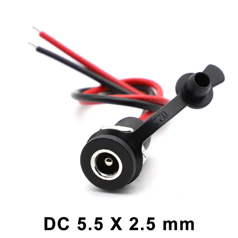 1/5/10pcs DC 5.5 X 2.1mm 5.5X2.5mm Battery DC Power Female Socket Waterproof Connector with 2 Pin 18AWG Pigtail Wire Cable DIY image 8