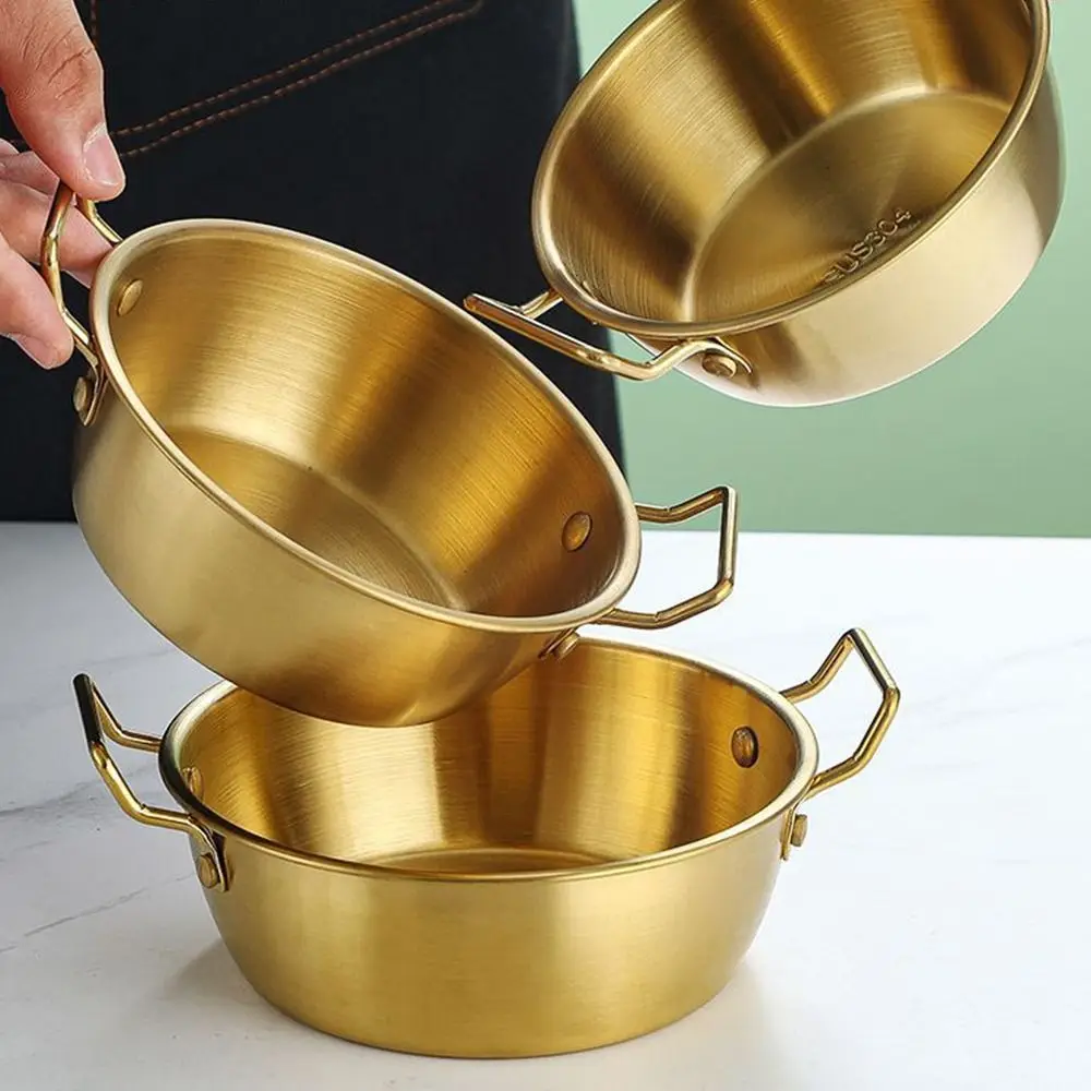Stainless Steel Bowl 1Pcs with Handle Food Serving Korean Cuisine Sauce Seasoning Dish Kitchen Tableware