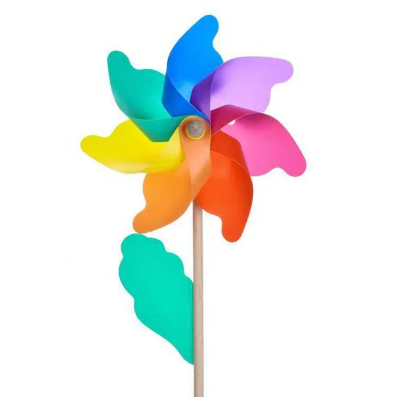 Colorful windmill outdoor decoration festival scenic park children holding rotating wooden color windmill windmill toys garden windmill