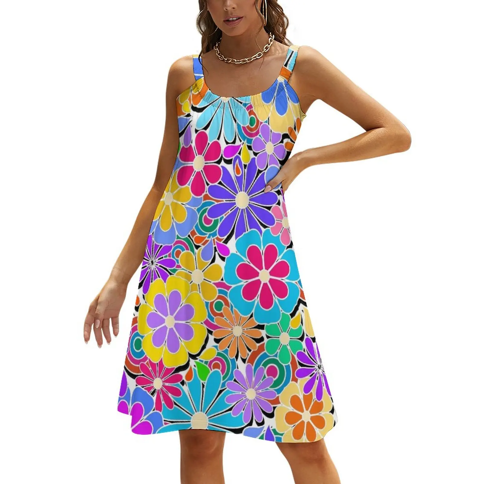 

Colorful Flower Power Art Beach Sling Skirt elegant guest wedding dress long dresses for women
