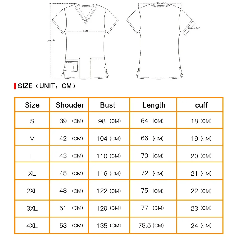 Nurse Scrubs Top Working Uniform Blouse Work Uniform Sets Pet Grooming Working Clothes