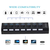 BGGQGG USB 3.0 Hub USB Hub 3.0 Multi USB Splitter 3 Hab Use Power Adapter 7 Port Multiple Expander  USB3 Hub with Switch for PC - Image 2