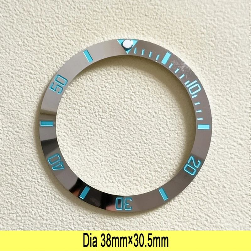 New 38mm*30.5mm Electroplate Ceramic Watch Bezel Insert Silver Bezel Fits 40mm Automatic Mens Watch For Men Watch Ring Parts