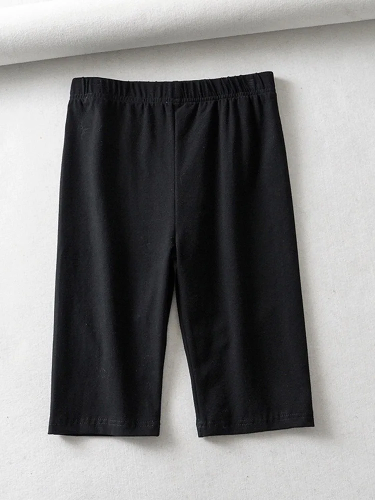 sexy women cotton high waist elastic pure color slim Knee-Length bike shorts female 5
