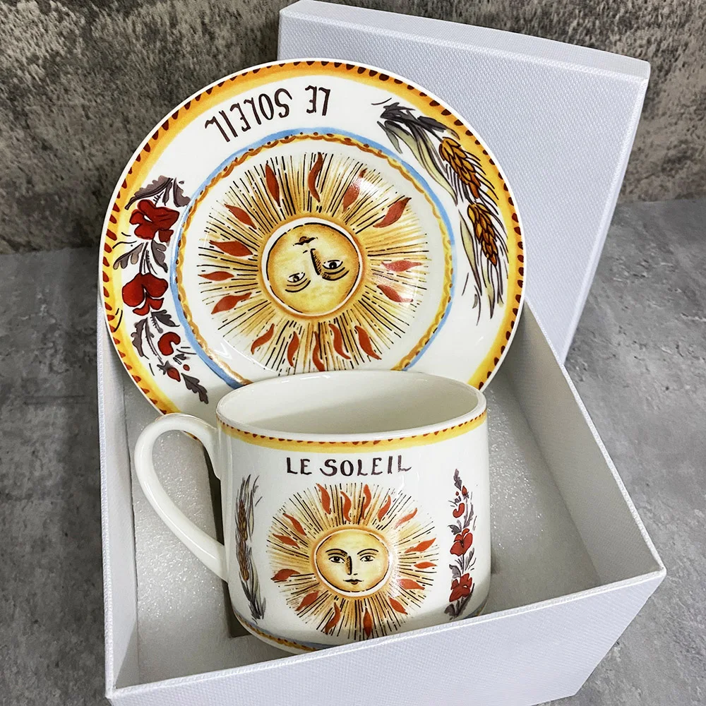 

Western Cups Decorations Cups Cup Steak Ceramics Dessert Bone Tableware Tea Coffee Porcelain Retro Home Tray