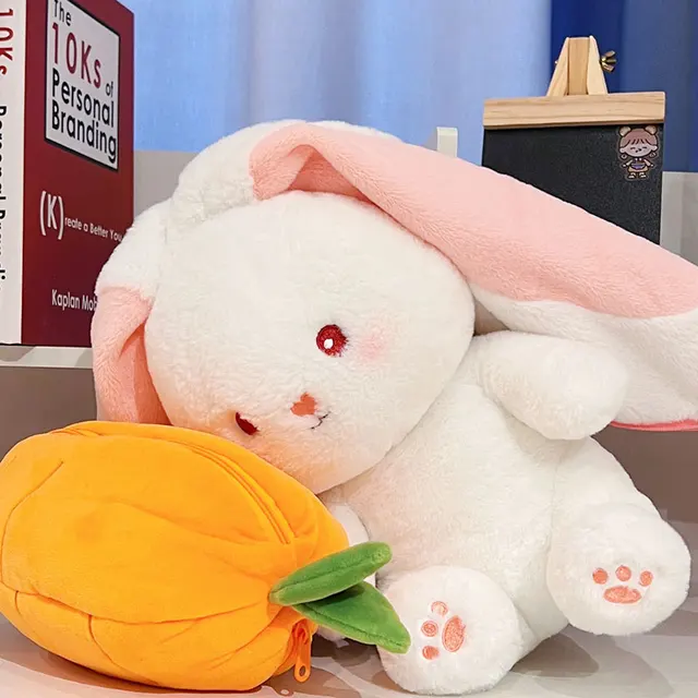 Aranyos Sárgarépa Eper Nyúl Plüss Párna Kreatív Kitömött Flip Játék Gyerek Születésnapi Ajándék Nyuszi Buja 쿠션 - Image 5