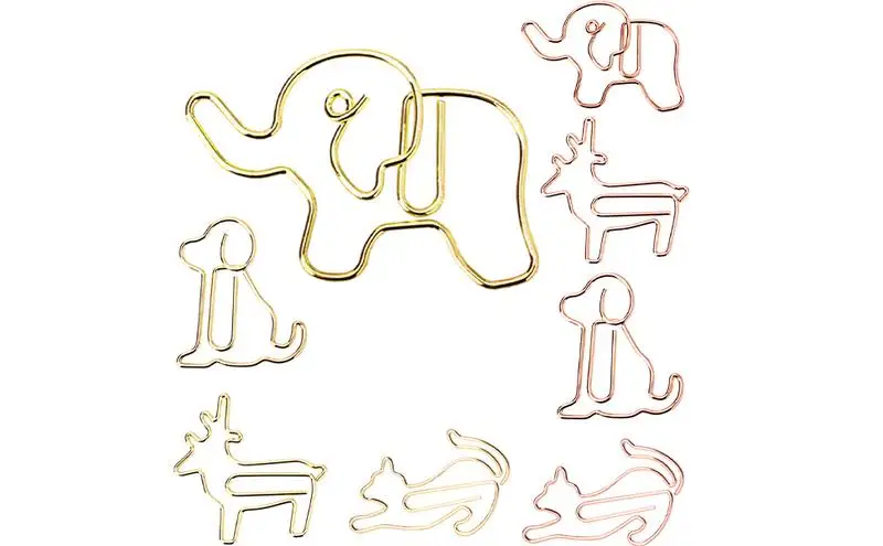 

Golden Animal Cat Dog Rabbit Creative Paper Clips Decorative Metal Plating Boxed Paper Clip Metal Student Office Supplies Gift