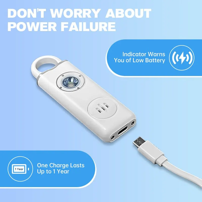 HOMEFISH Personal Safety Siren Alarm for Women 130dB Siren Strobe & Key Chain 3 Pop Colors AF2004 Anti Robbery Call for Help