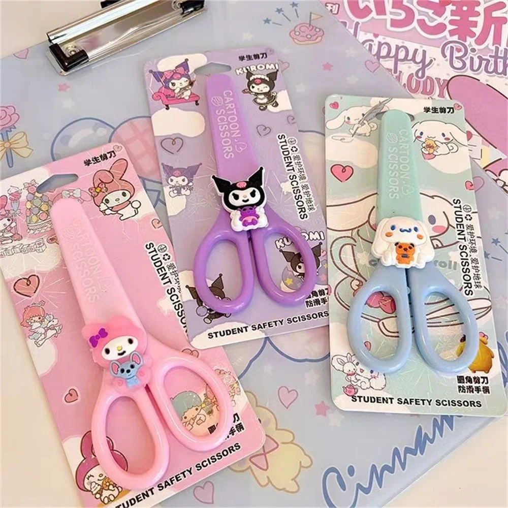 Safety Scissors Sanrio Kuromi Cinnamoroll Melody Hand Made Kid Stationery