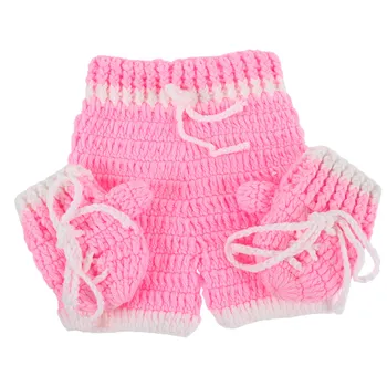 Set di 1 completo da boxe per neonati, pantaloni e guanti, lavorato all'uncinetto, morbido, costume per la fotografia di neonati da 0-3 mesi