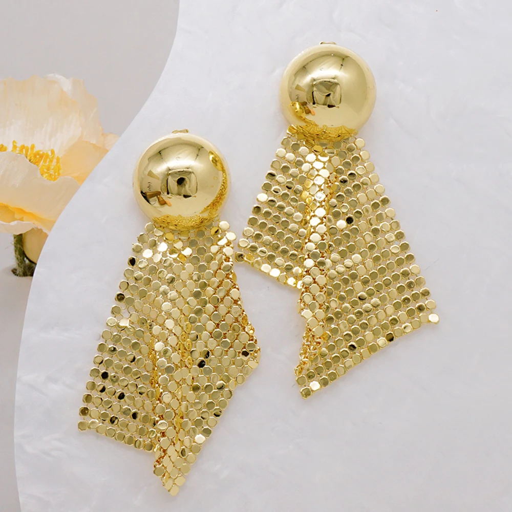 Fashion Bohemian Tassel Earrings Jewelry For Women Gold Color Italian Lady Elegant Hoop Earrings For Wedding Bride Party Gifts