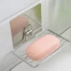 1pc-Stainless Steel Soap Rack Punch-free Nail-free Bathroom Single Layer Drain Wall Hanging Sucker Soap Box Light Luxury Shelf 3