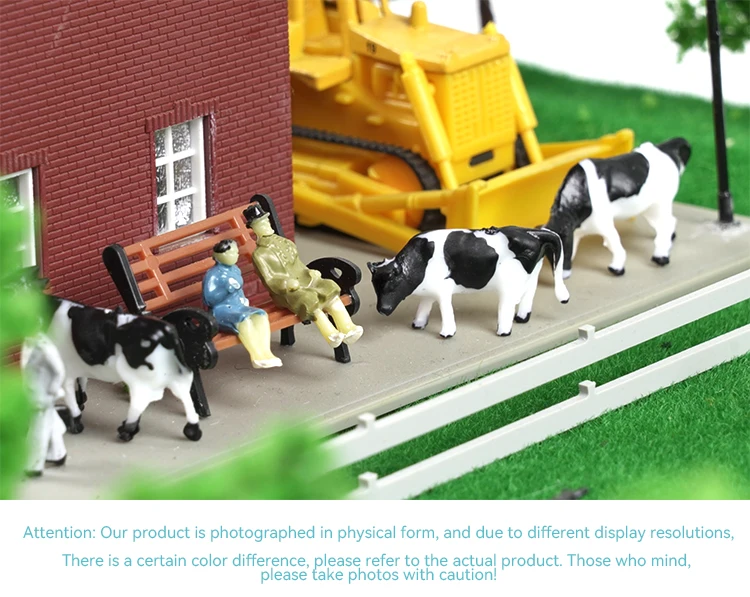 100 Stück/Set 1:150 ABS Miniatur-Tiermodell Kuh Spielzeug Bauernhof-Szene für Architektur-Layout Geburtstagsgeschenk Sammlerstück für Kinder – Detail 19