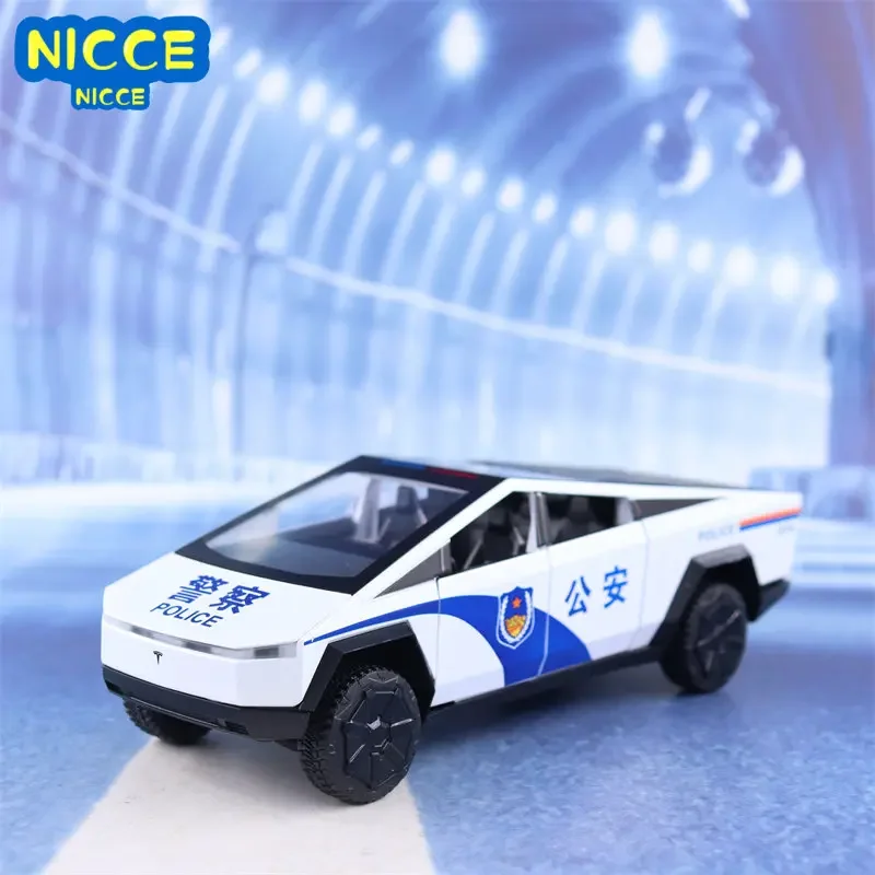 

Nicce 1:24 Tesla пикап полицейский автомобиль имитация литая металлическая модель автомобиля из сплава со звуком детской коллекции игрушки подарки F545