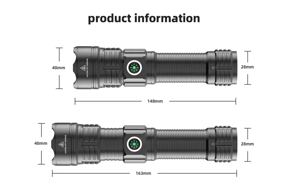 Description Picture 2 of itemHigh Power LED Flashlight USB Rechargeable Outdoor Hunting Tactical Torch Long Range Strong Light Lantern Zoom Spotlight Lamp