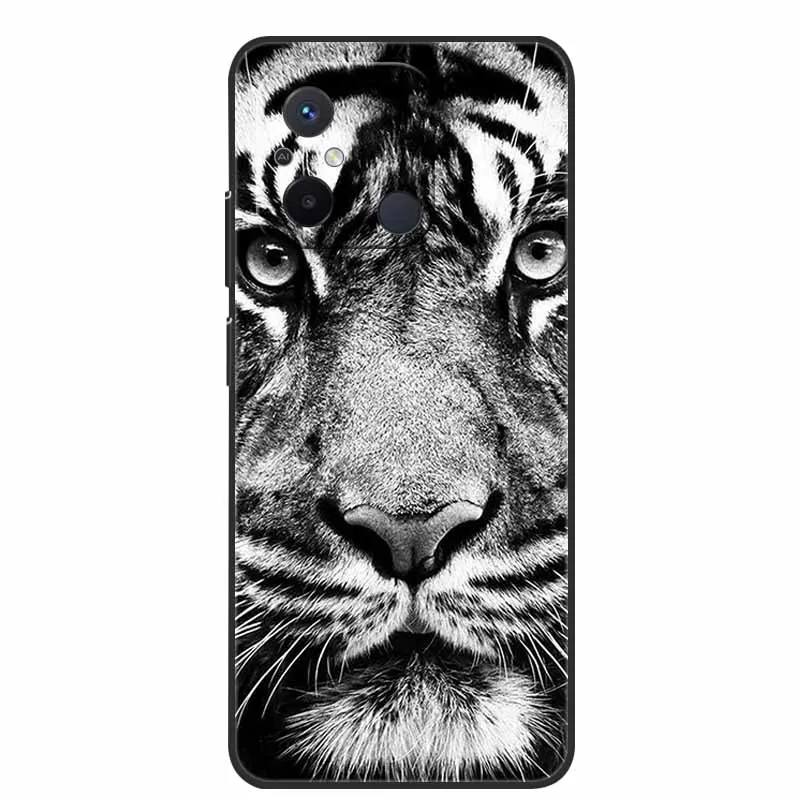 Black TPU Soft Cover with Wolf and Lion Design - Premium Silicon Bumper Case