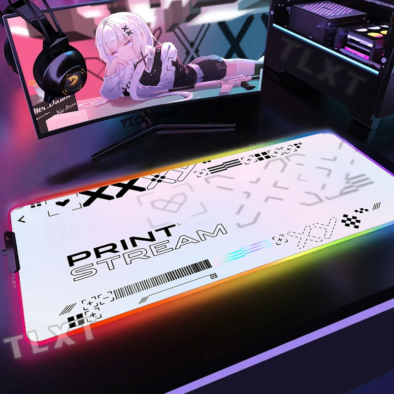 

RGB Gaming Mousepad Printstream Mouse Mats LED Large Gamer Mousepads Backlit Keyboard Pads Luminous Desk Mat Mouse Pad For Csgo